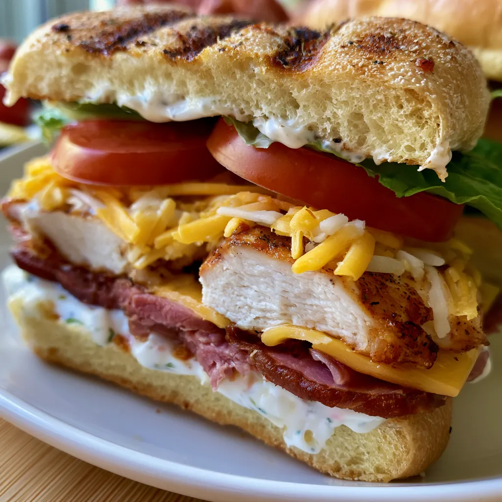 Cheesy Chicken Smoked Beef Ranch Sandwich