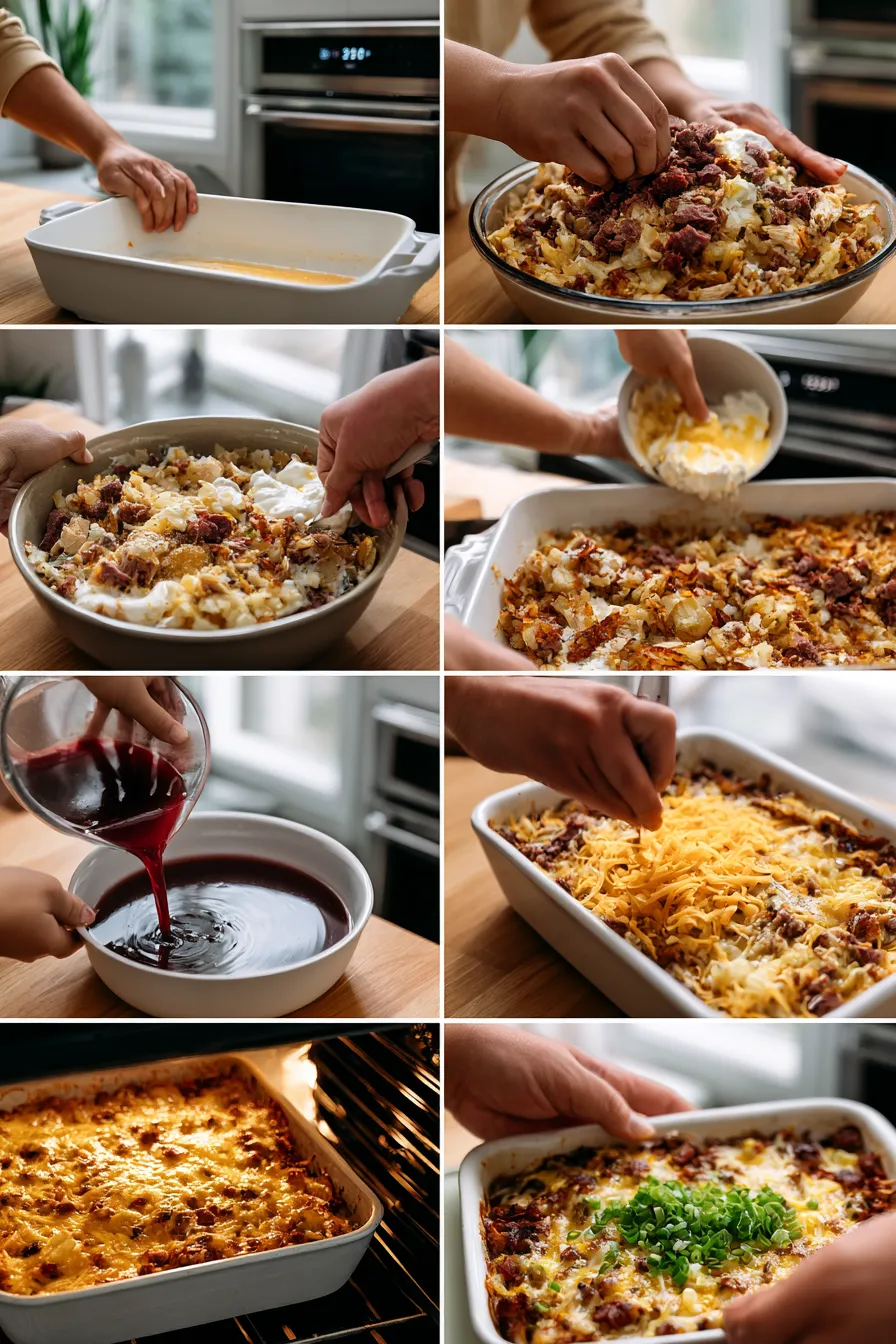Cheesy Chicken and Smoked Beef Casserole