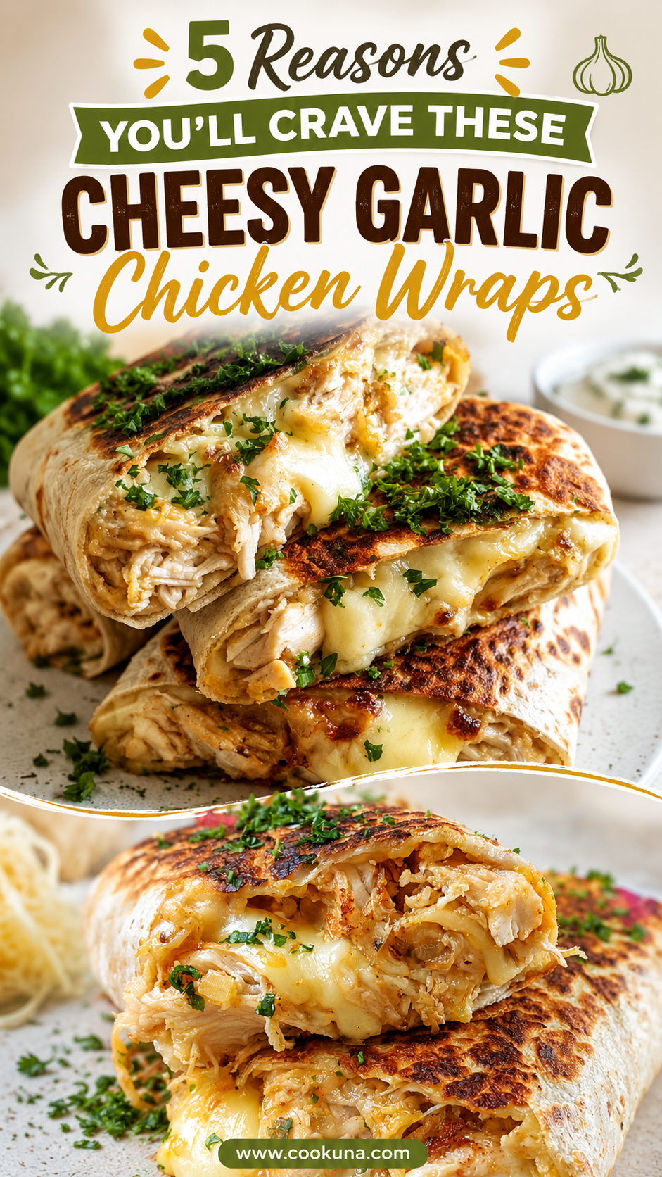 Cheesy Garlic Chicken Wraps