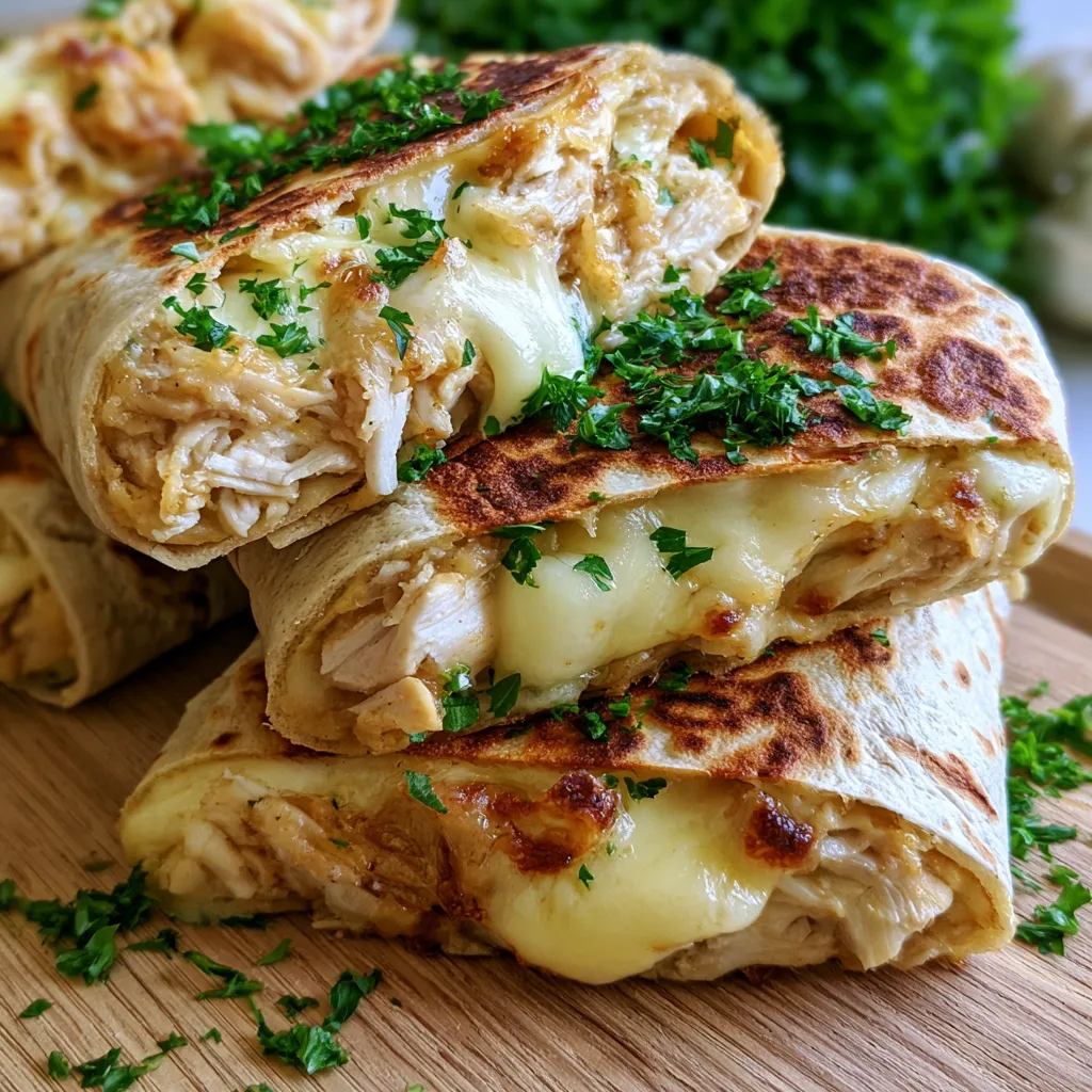 Cheesy Garlic Chicken Wraps