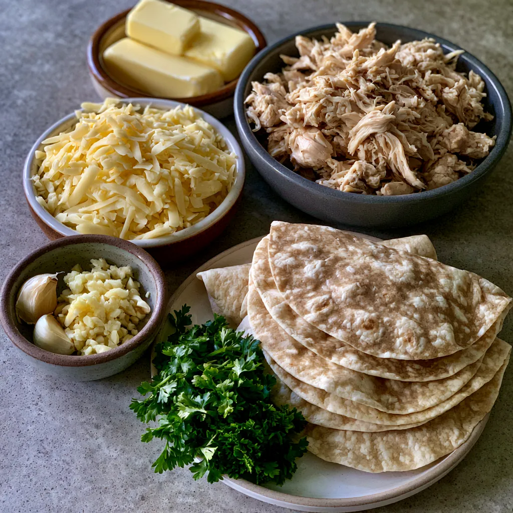 Cheesy Garlic Chicken Wraps