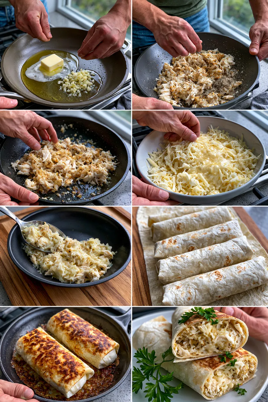 Cheesy Garlic Chicken Wraps