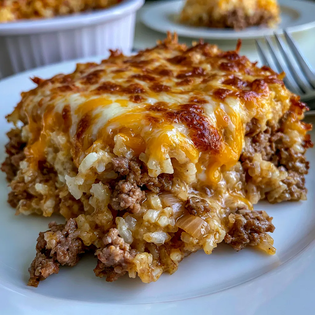 Cheesy Ground Beef and Rice Casserole