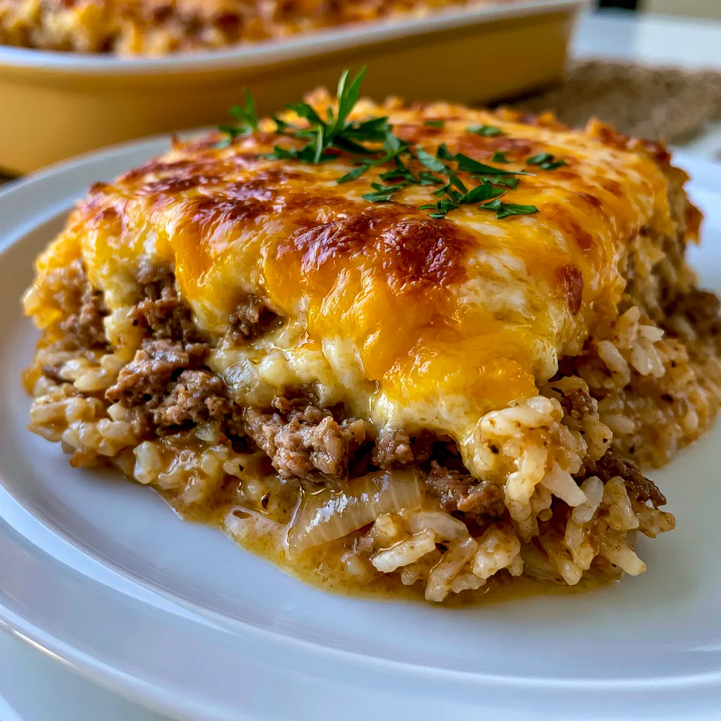 Cheesy Ground Beef and Rice Casserole