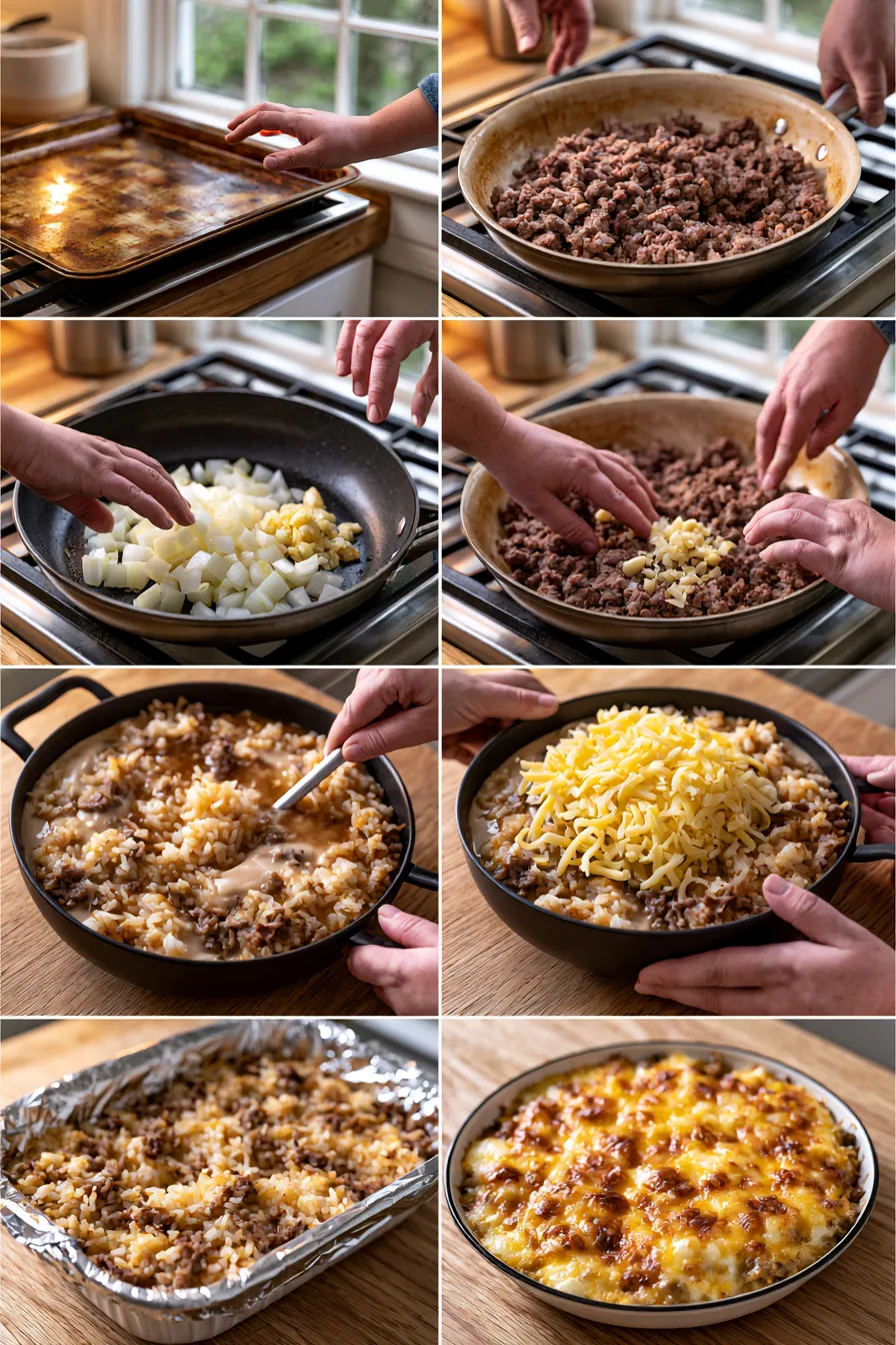 Cheesy Ground Beef and Rice Casserole