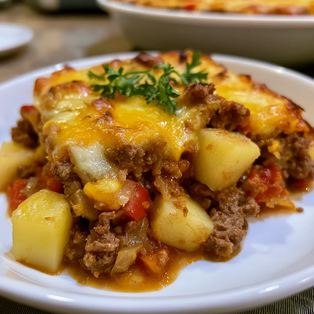Cheesy One Pot Beef and Potatoes