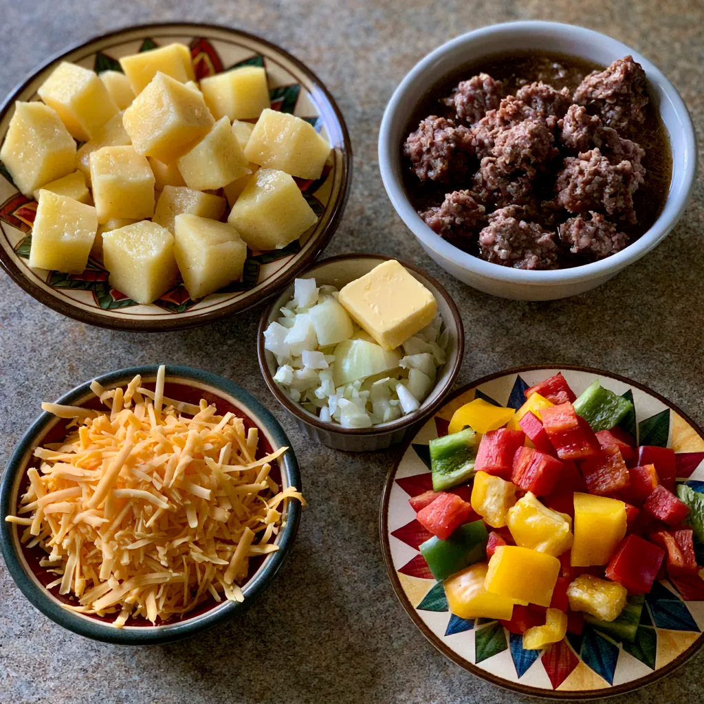 Cheesy One Pot Beef and Potatoes