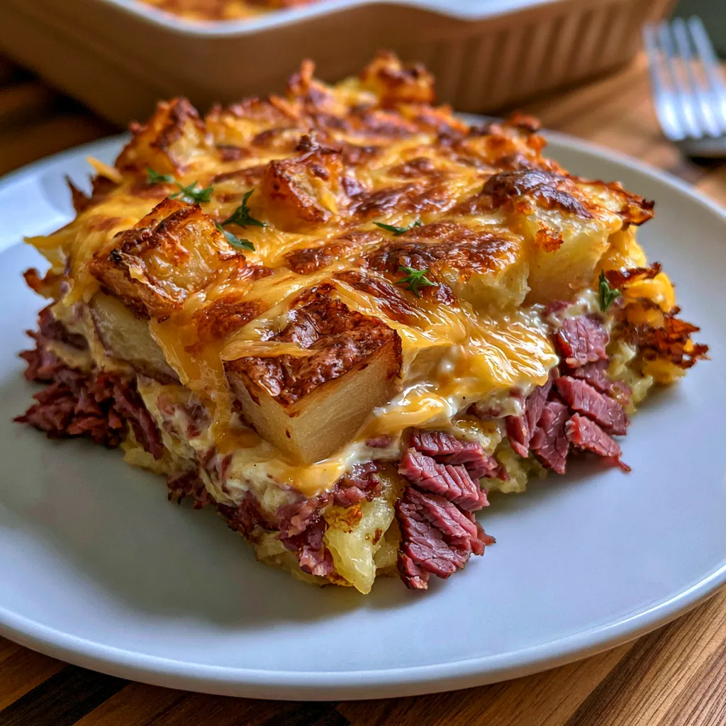 Cheesy Potato Casserole with Smoked Beef