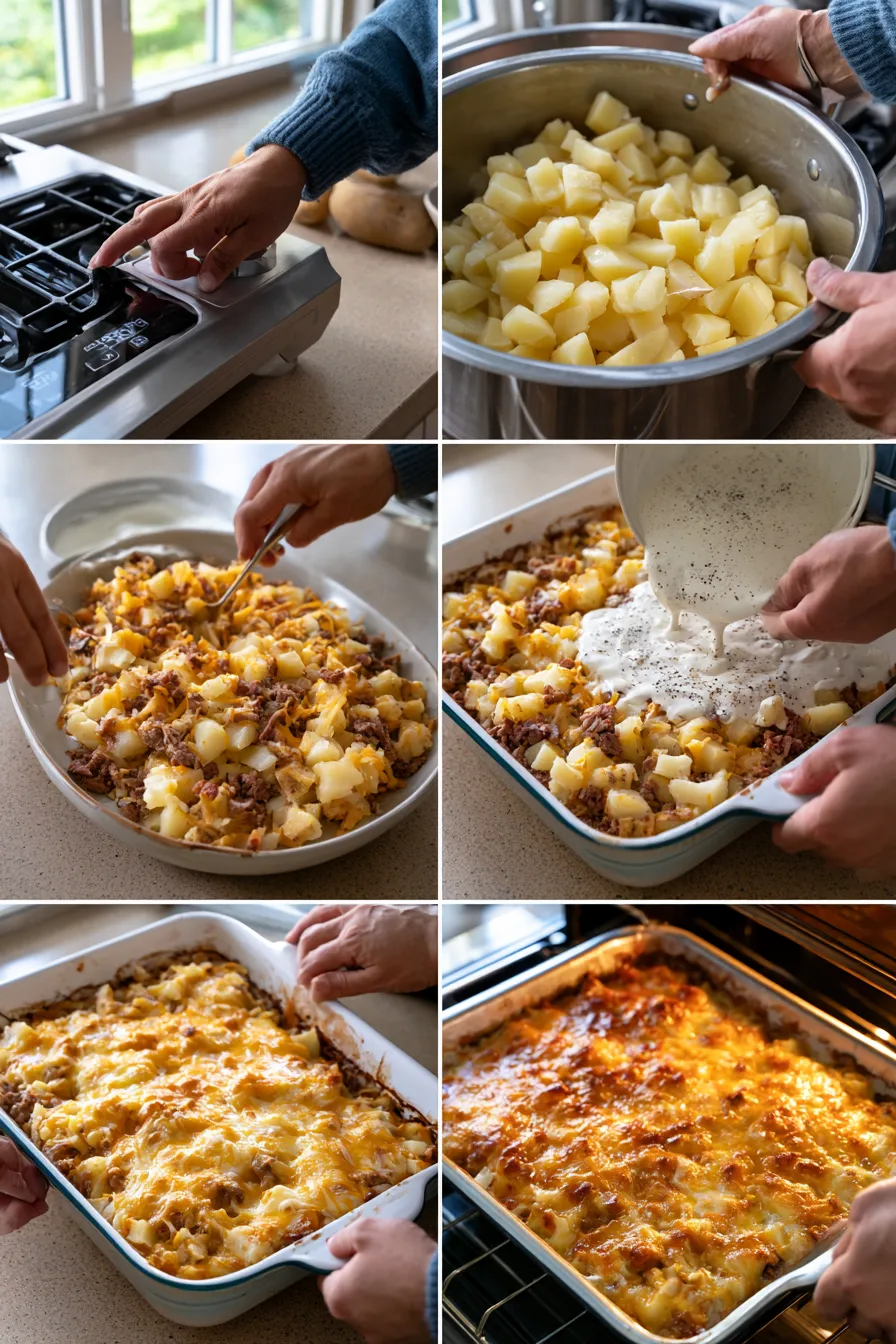 Cheesy Potato Casserole with Smoked Beef