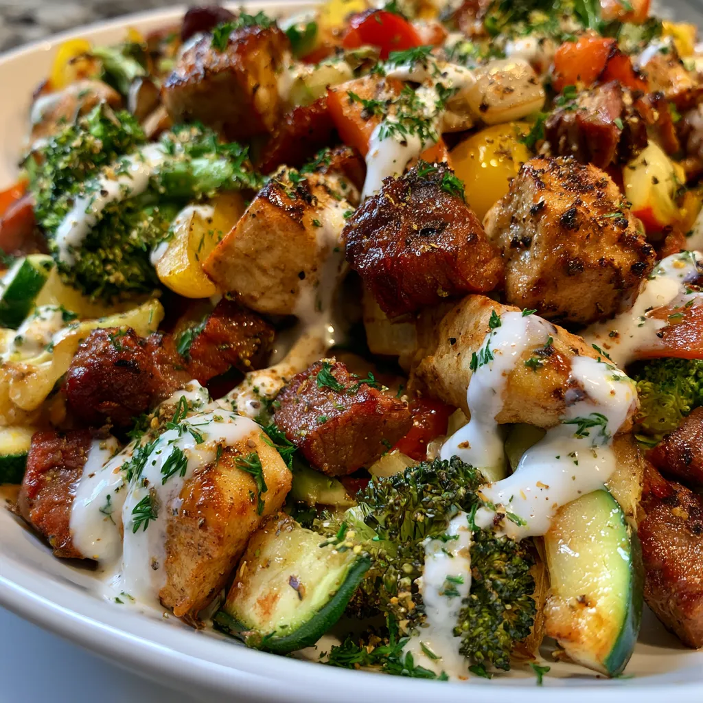 Chicken Smoked Beef Ranch and Veggies
