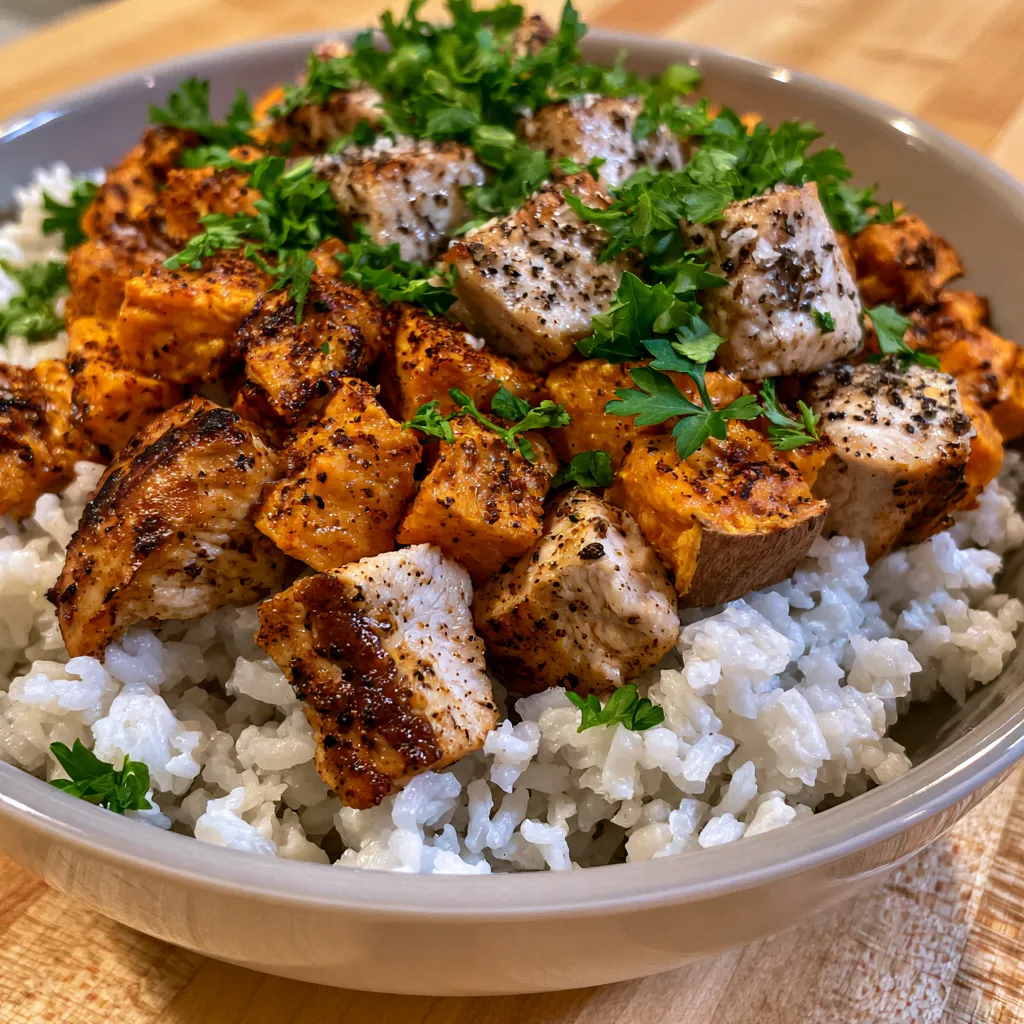 Chicken Sweet Potato Rice Bowl