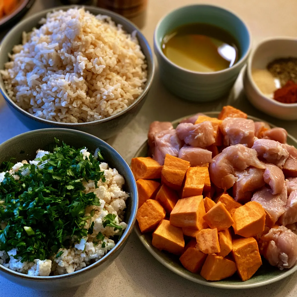 Chicken Sweet Potato Rice Bowl