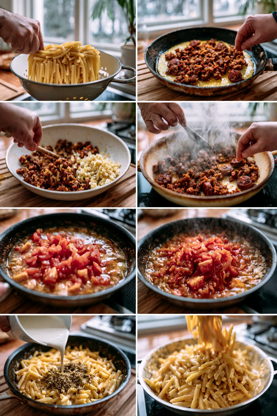 Creamy Beef Chorizo Pasta