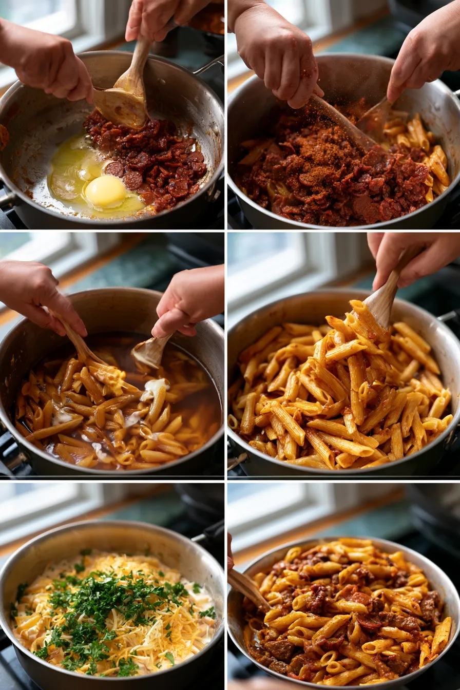 Creamy Cajun Beef Pasta