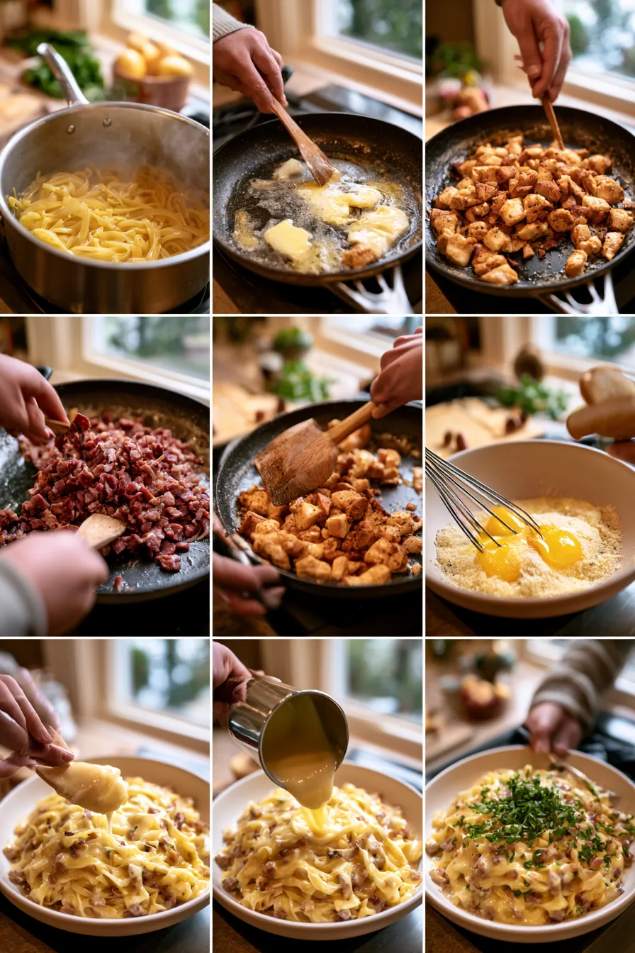 Creamy Chicken Carbonara with Smoked Beef