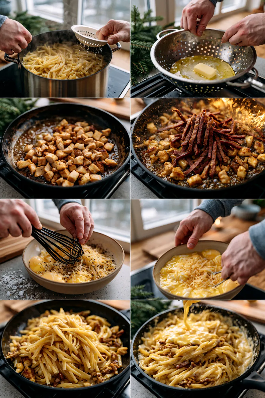 Creamy Chicken Carbonara with Smoked Beef