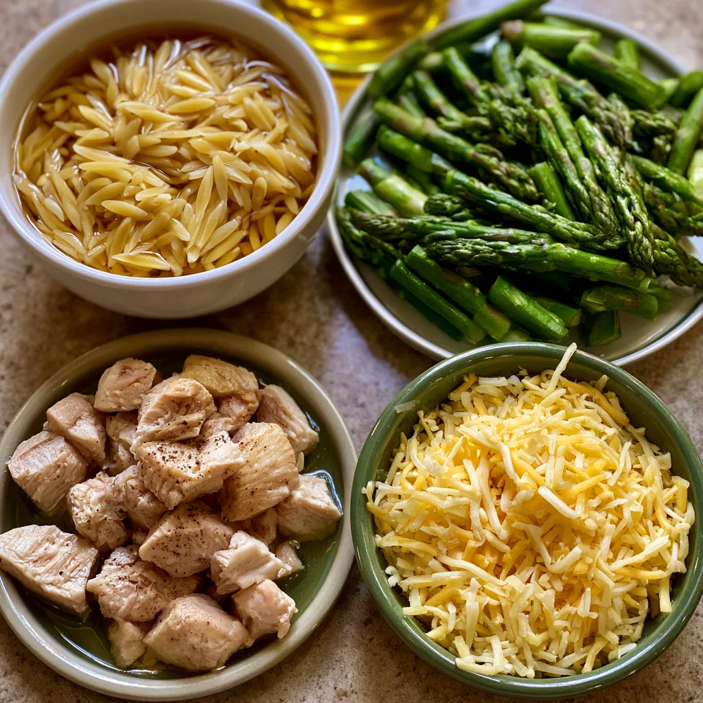 Creamy Chicken Orzo with Asparagus