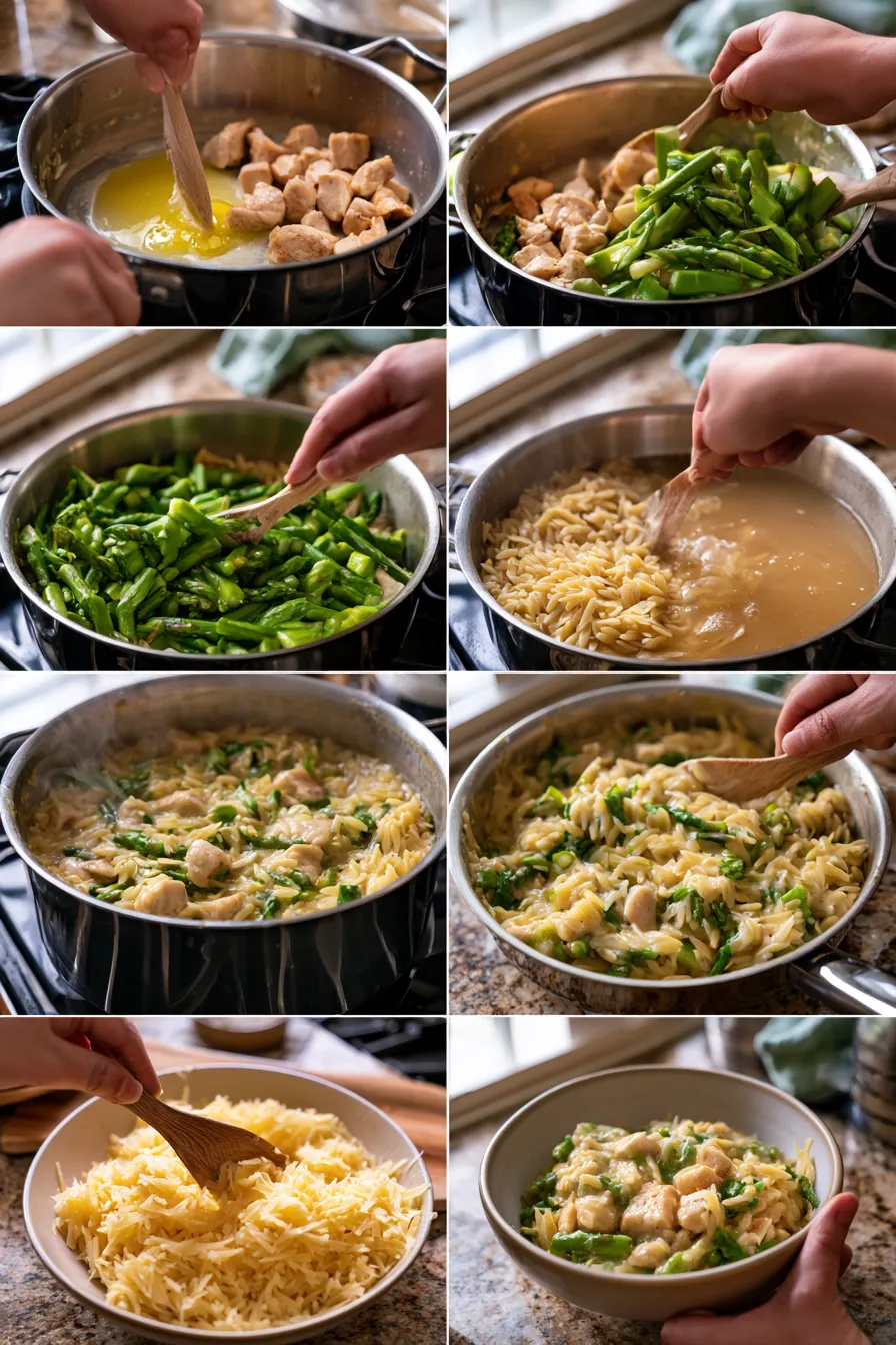 Creamy Chicken Orzo with Asparagus