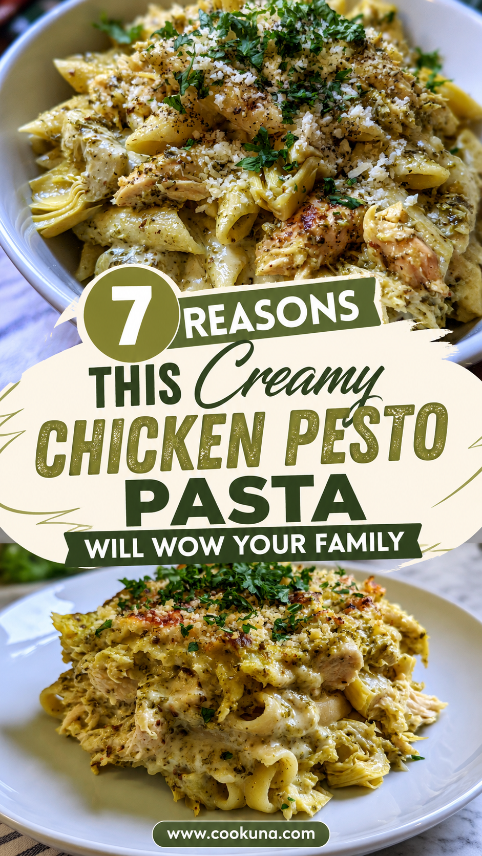 Creamy Chicken Pesto Pasta with Artichokes