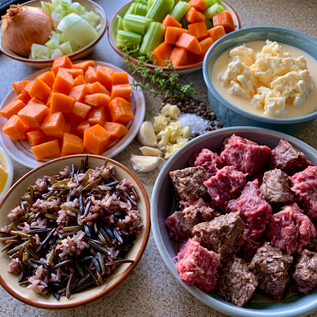 Creamy Crockpot Beef Wild Rice Soup
