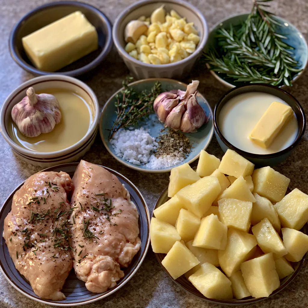 Creamy Garlic Herb Chicken with Mashed Potatoes
