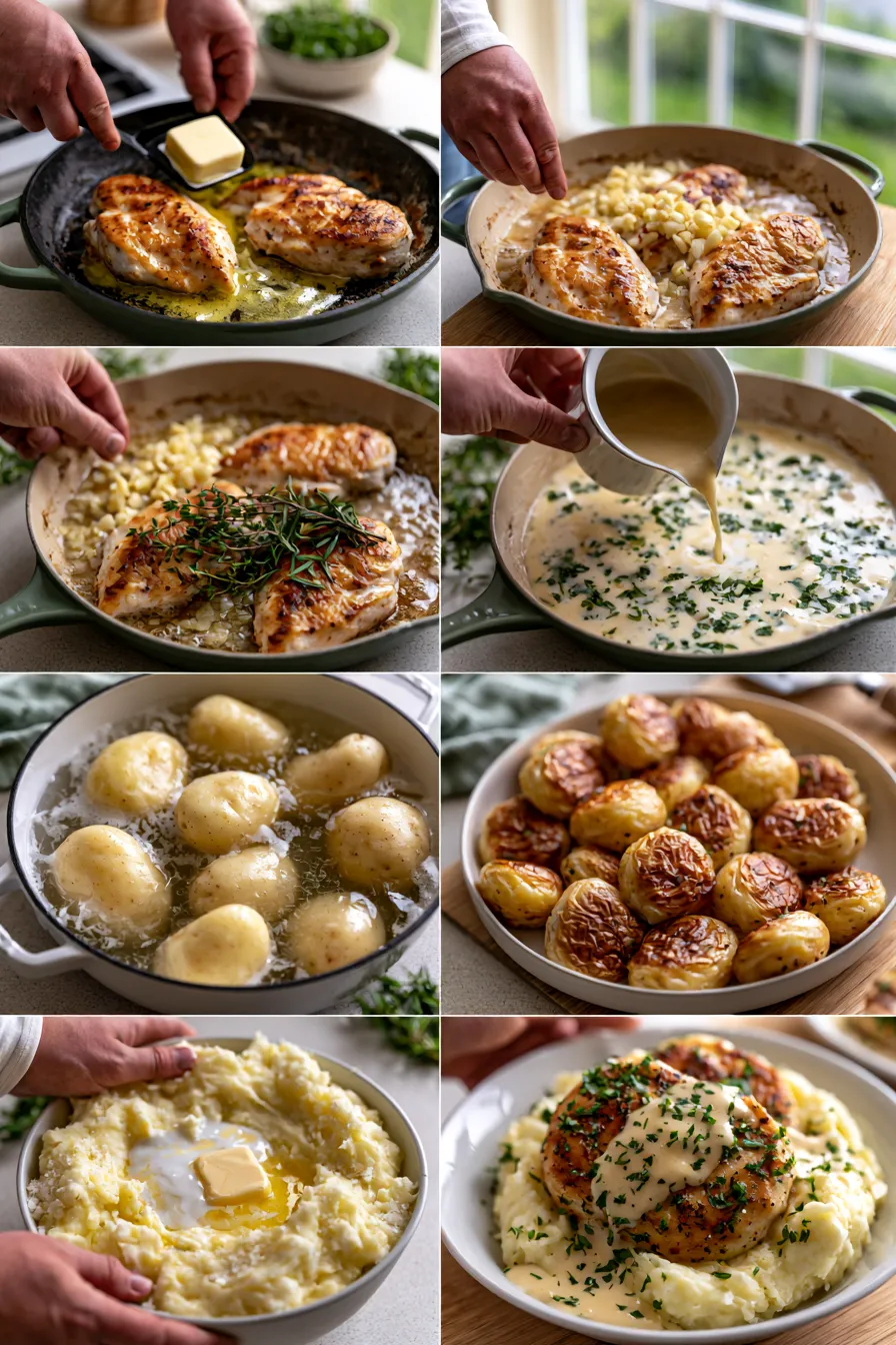 Creamy Garlic Herb Chicken with Mashed Potatoes