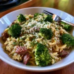 Creamy Orzo with Smoked Beef and Broccoli