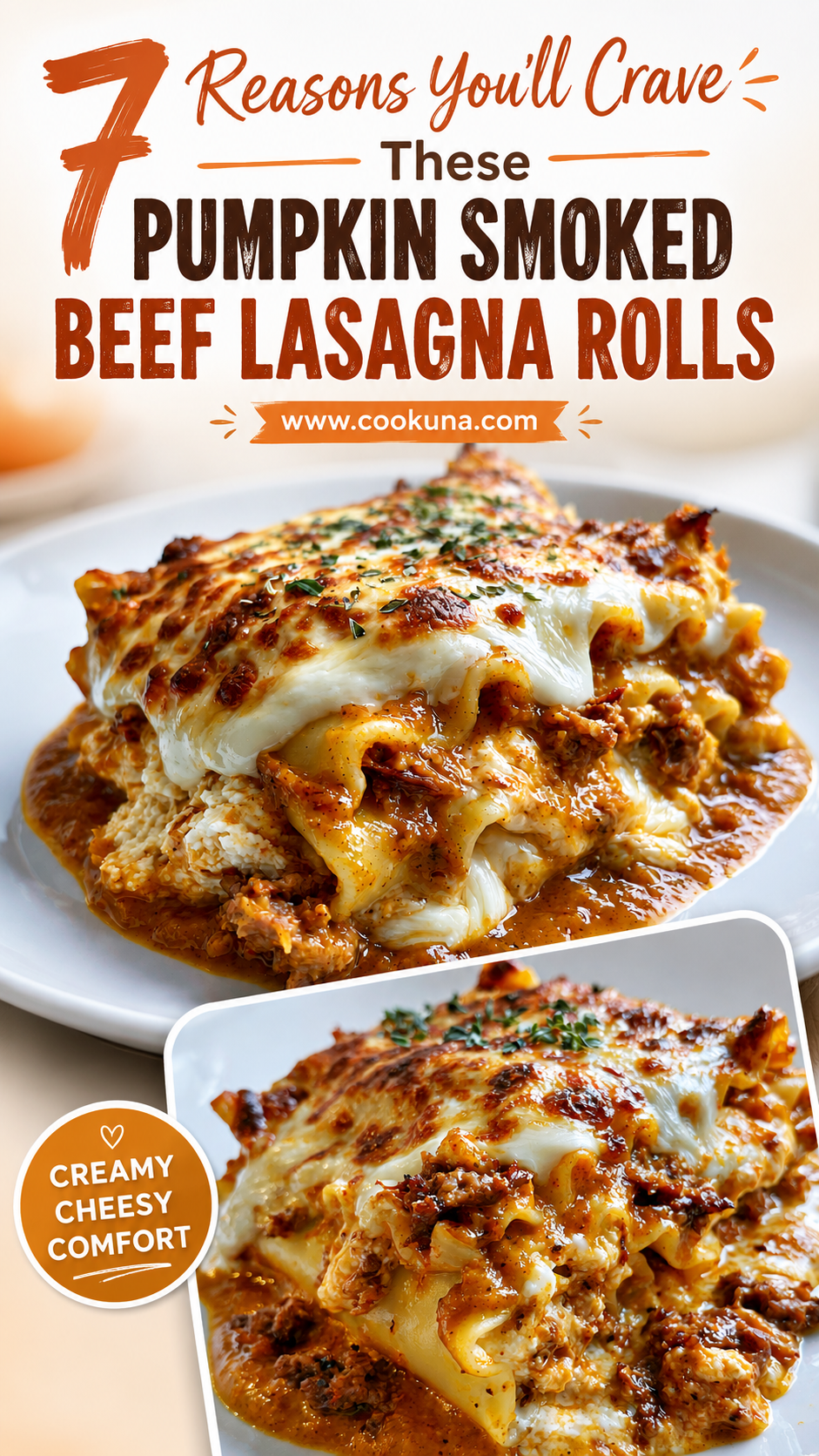 Creamy Pumpkin Smoked Beef Lasagna Rolls