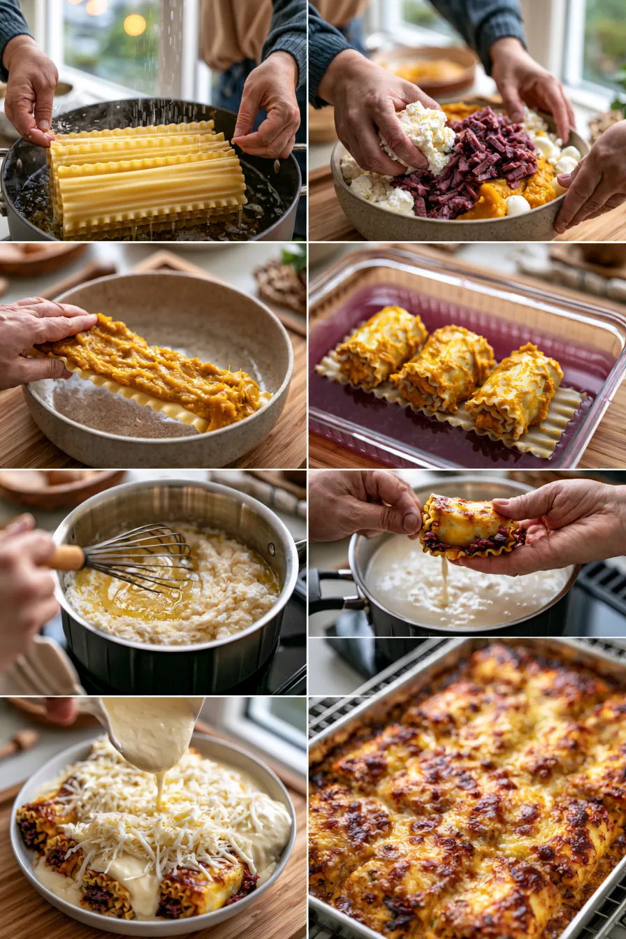 Creamy Pumpkin Smoked Beef Lasagna Rolls
