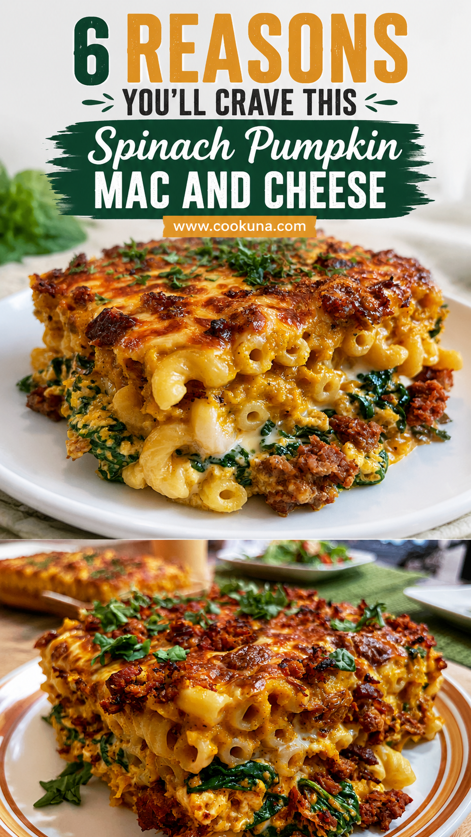 Creamy Spinach Pumpkin Mac and Cheese