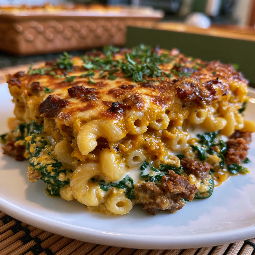 Creamy Spinach Pumpkin Mac and Cheese