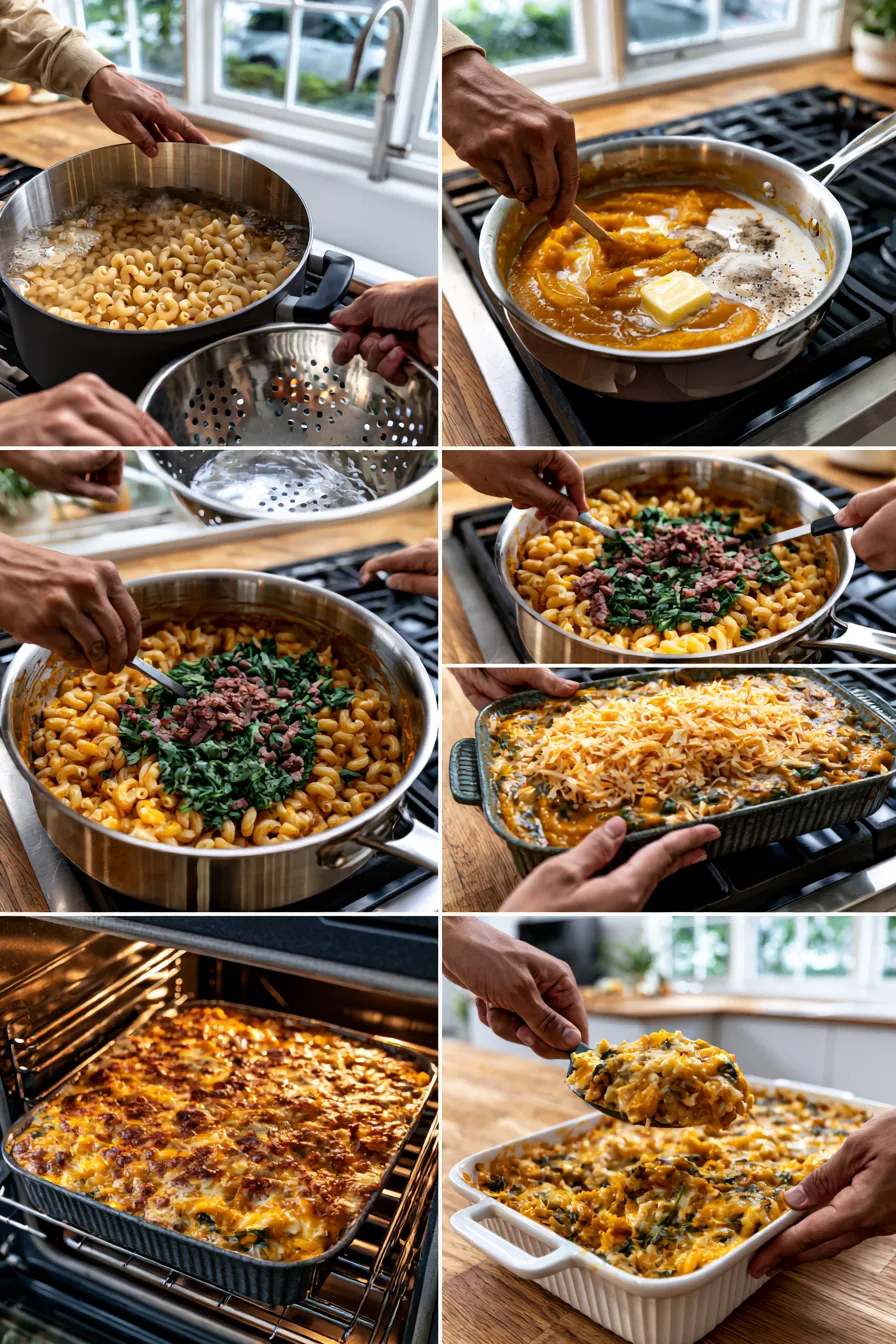 Creamy Spinach Pumpkin Mac and Cheese