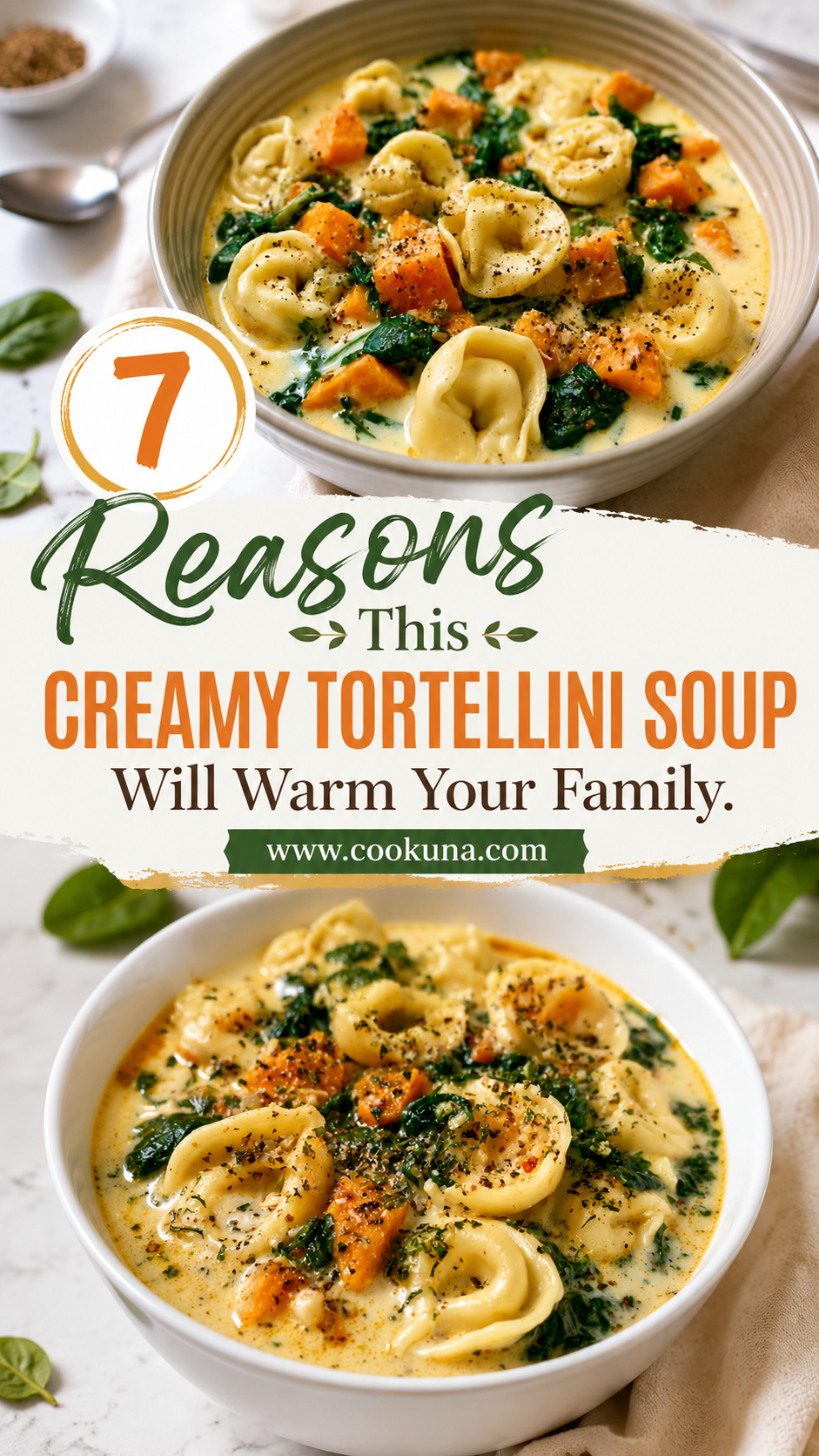 Creamy Tortellini Soup with Spinach