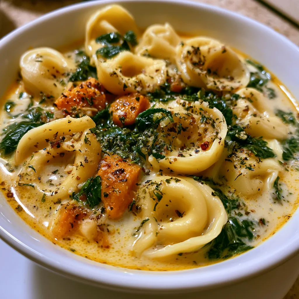 Creamy Tortellini Soup with Spinach