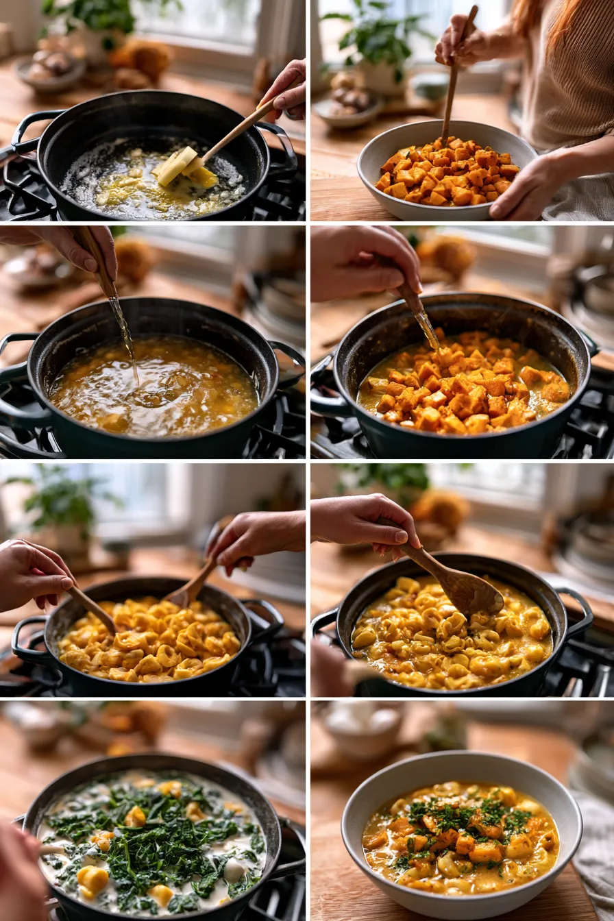 Creamy Tortellini Soup with Spinach