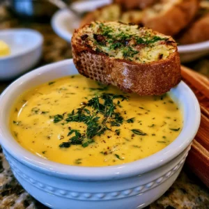 Creamy herb and cheddar soup