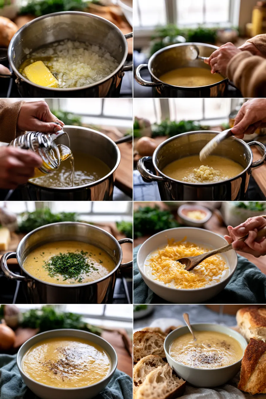 Creamy herb and cheddar soup