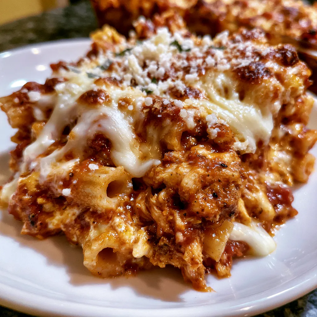 Dump And Bake Chicken Parmesan Casserole