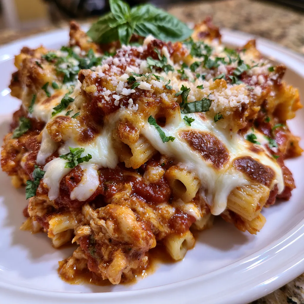 Dump And Bake Chicken Parmesan Casserole