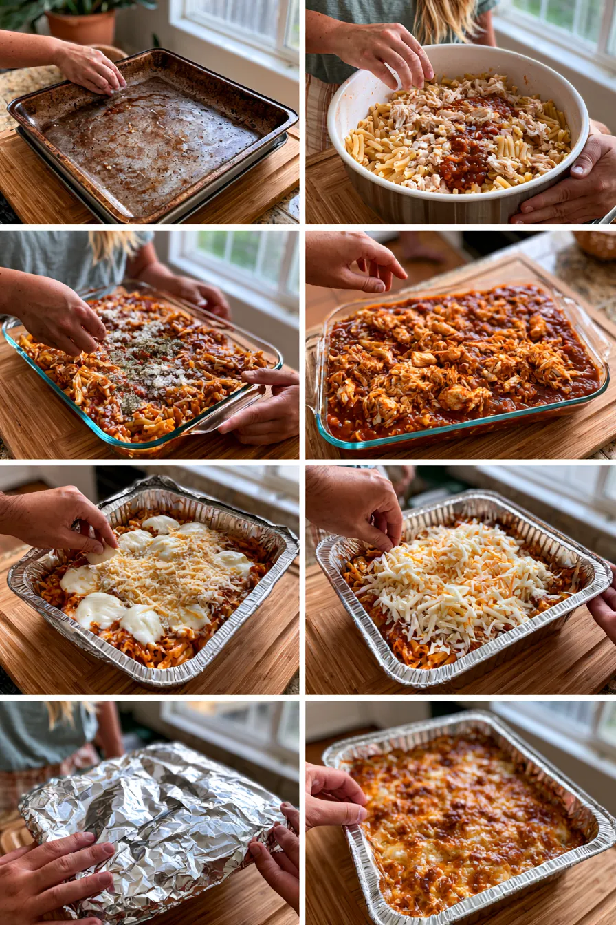 Dump And Bake Chicken Parmesan Casserole