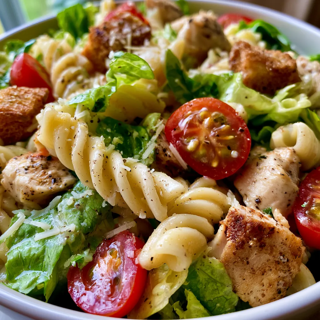Easy Chicken Caesar Pasta Salad