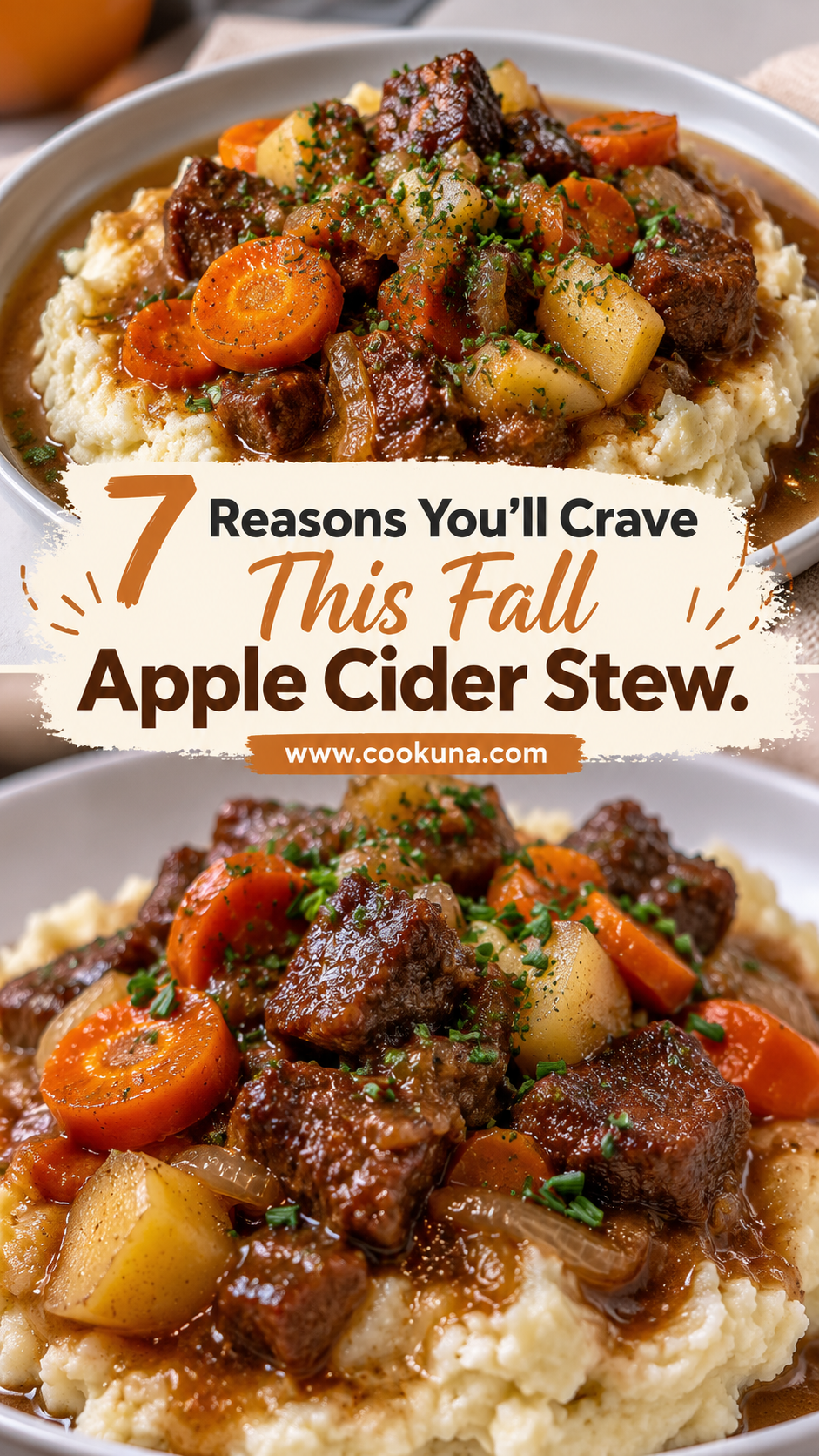 Fall Apple Cider Stew over Mashed Potatoes