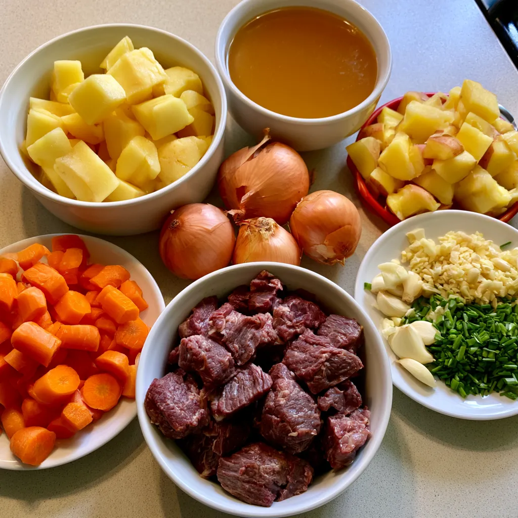Fall Apple Cider Stew over Mashed Potatoes