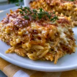 French Onion Chicken Orzo Casserole