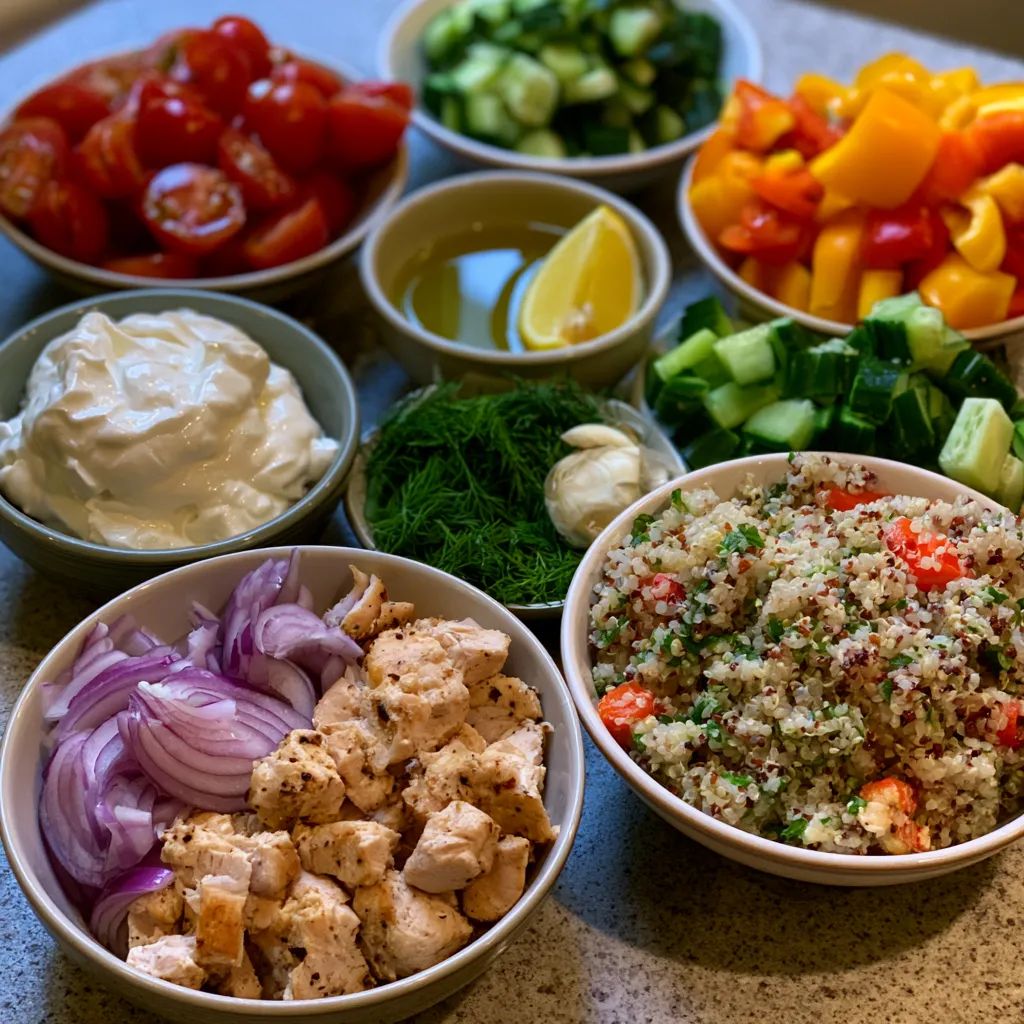 Greek Chicken Bowls with Tzatziki Sauce