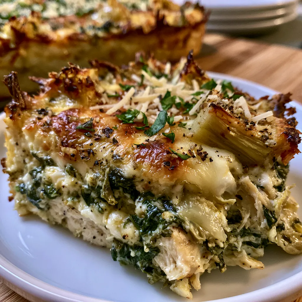 Healthy Spinach Artichoke Chicken Bake