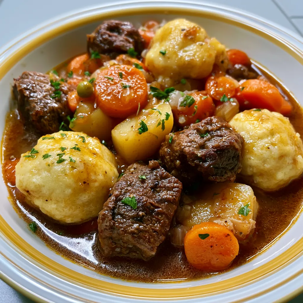 Hearty Beef Stew and Dumplings