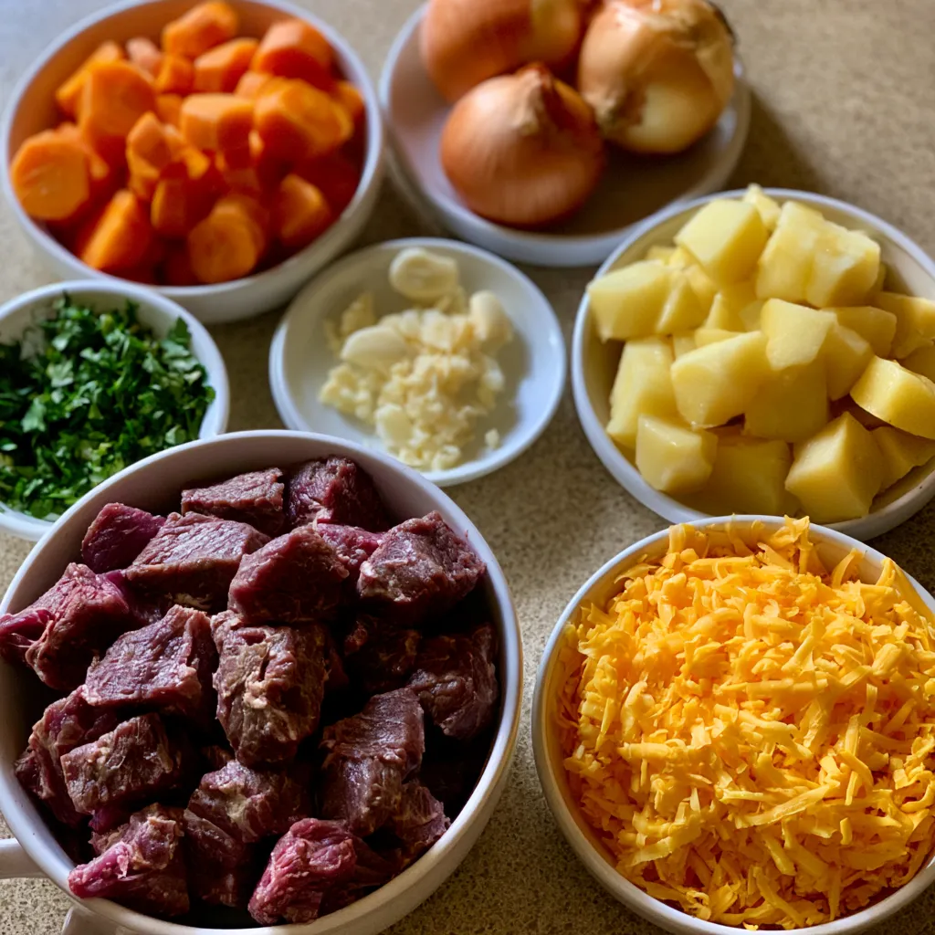 Hearty Beef Stew with Cheddar Herb Dumplings