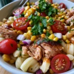 High Protein BBQ Chicken Pasta Salad