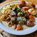 Hühnchenfrikassee mit Rindfleisch